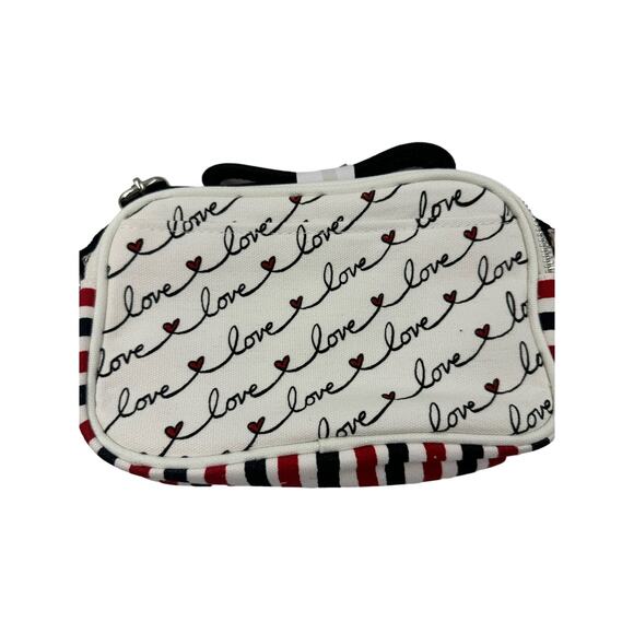 NWT Brighton Love Scroll Cross Body Bag White, Red & Black with Hearts, 7"  New - Picture 4 of 5